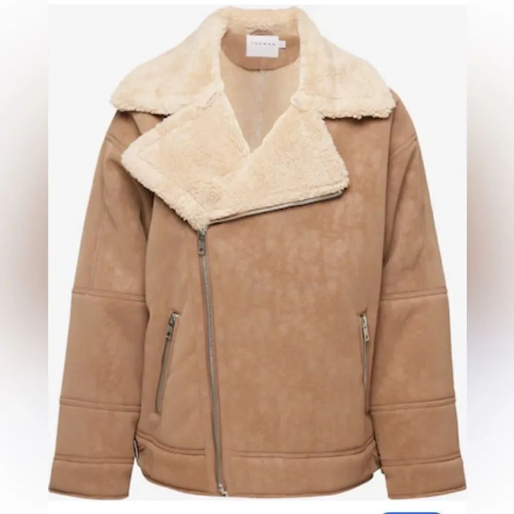 Topman Faux Shearling borg Aviator Coat NWT